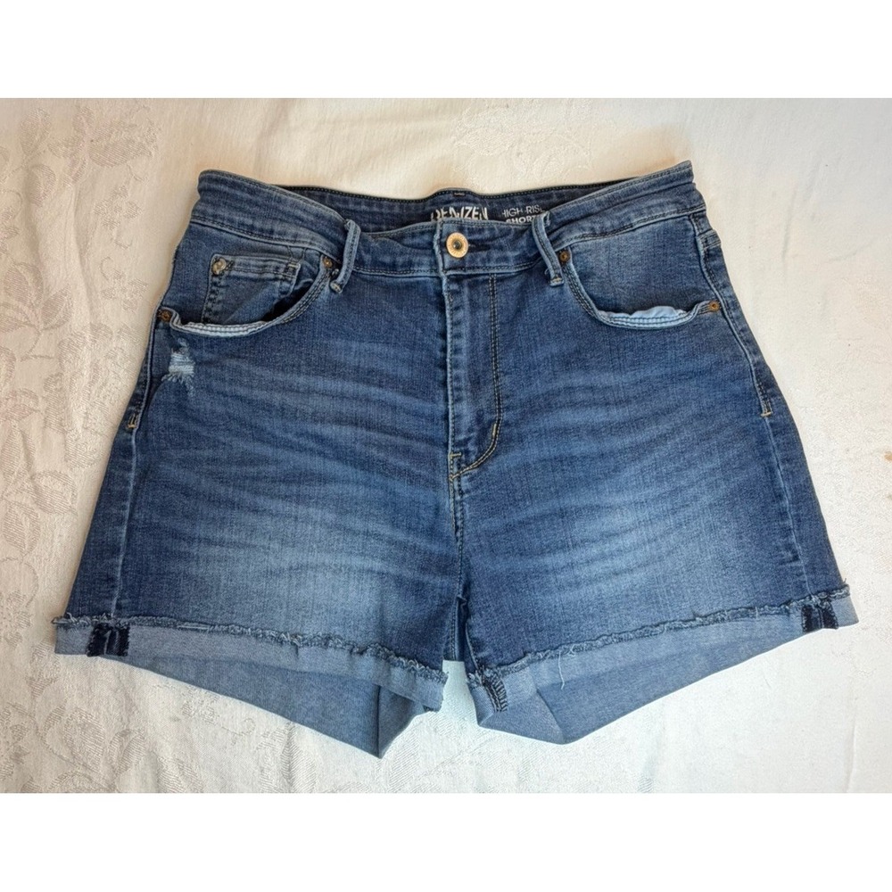 Levis Denizen Jean Shorts Womens Size 8 W29 High Rise Distressed Blue Denim